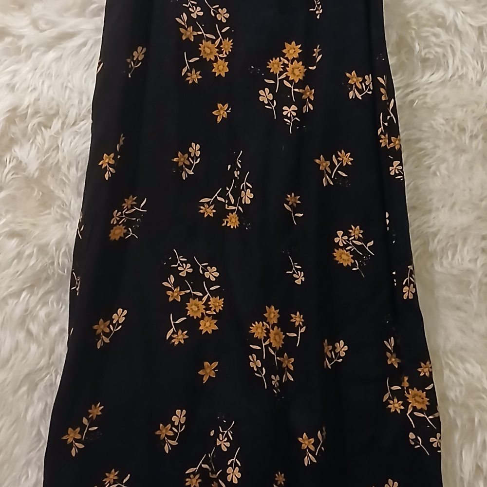 Black Mini Dress with Mustard Floral Print - Picture 2 of 12